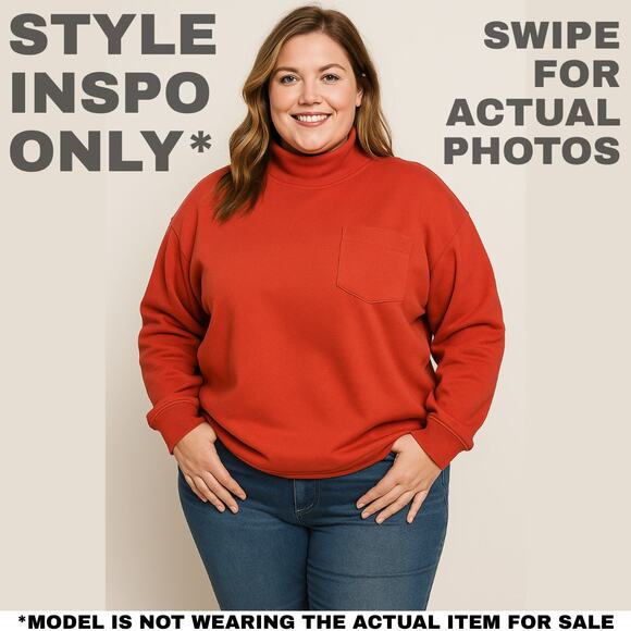 Vintage Joan Harper Mock Neck Top – Size L | Bold Red [0393] - Picture 3 of 7